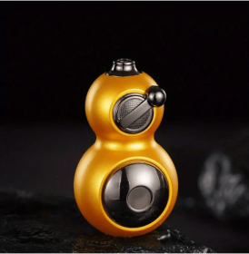 Torch Lighter, Black Myth Gourd Shape Lighter, Metal Windproof Torch Lighter, Portable Lighter, Flame Size Adjustable refillable Gas Lighter (Color: Yellow)